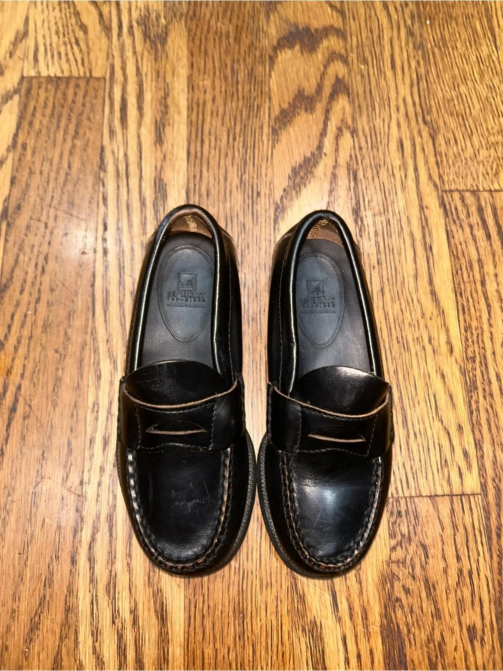 Sperry Top-Sider Boys Black Leather Penny Loafers Size 11